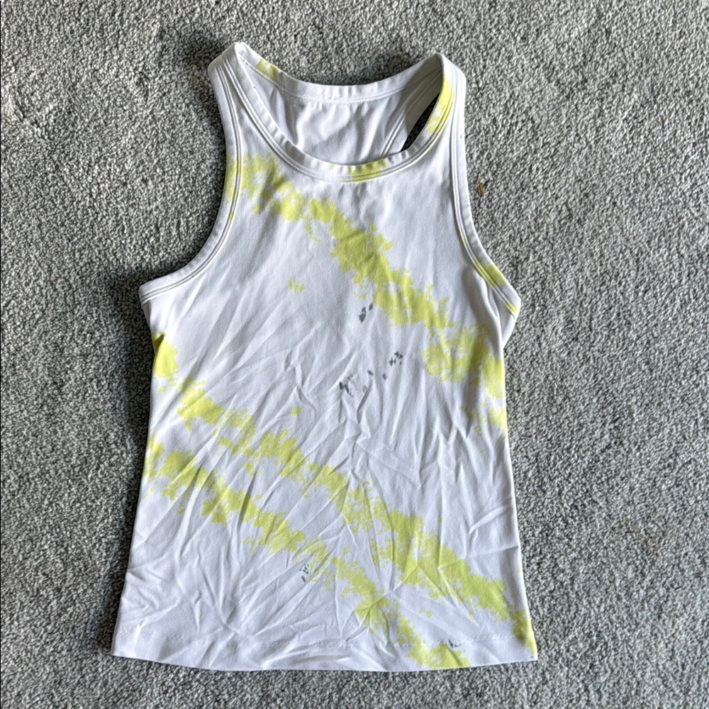 White and Yellow Tie-Dye Tank Top